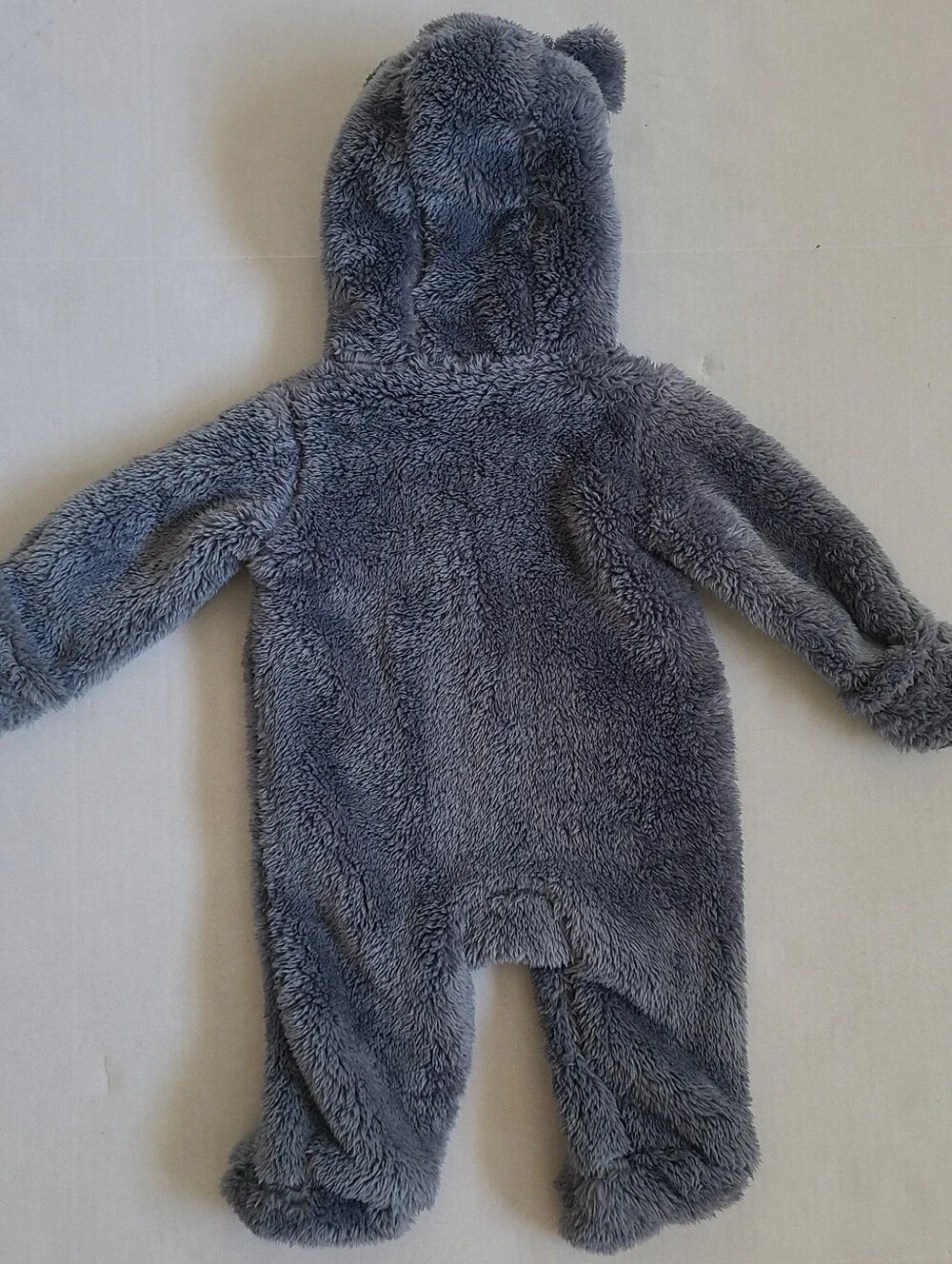 Carter's Teddy Bear Bunting Snowsuit Size 3 Mo Baby Hooded Sherpa Jumpsuit Gray.